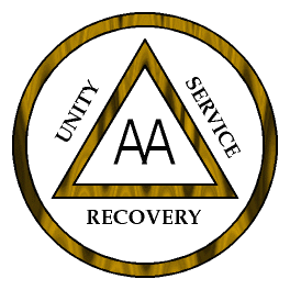 The logo of AA: Unity, Service, Recovery